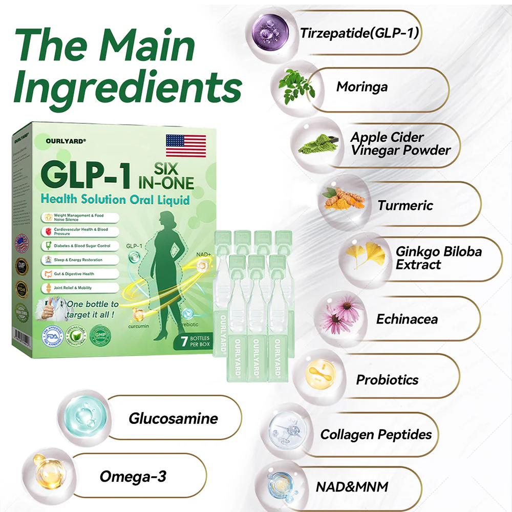 🔥🔥Official Store |Ourlyard®GLP-1 SIX-IN-ONE Health Solution Oral Liquid (Just once a day, visible changes in 7 days) For obesity, cardiovascular health, diabetes, sleep apnea, Gut Health, joint issues, and more