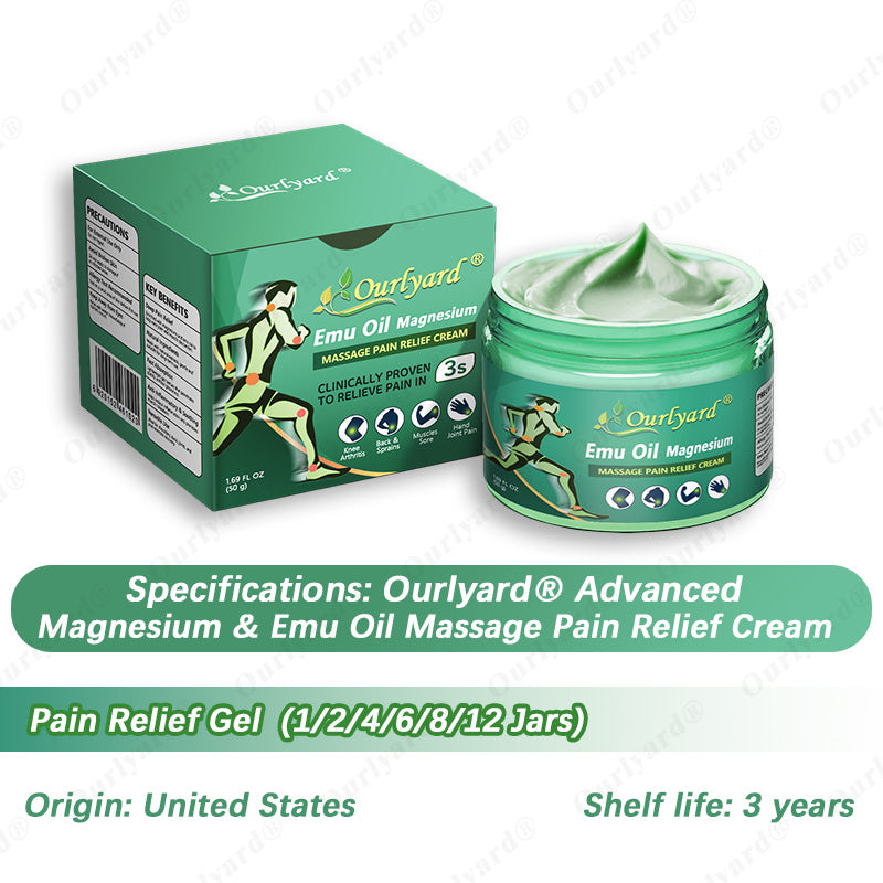 🔥🔥FDA Approved|Ourlyard® Advanced Magnesium & Emu Oil Massage Pain Relief Cream (🏅The Ultimate Solution for Muscle Aches, Arthritis, Joint Pain, Nerve Pain, Inflammation, and Stiffness)