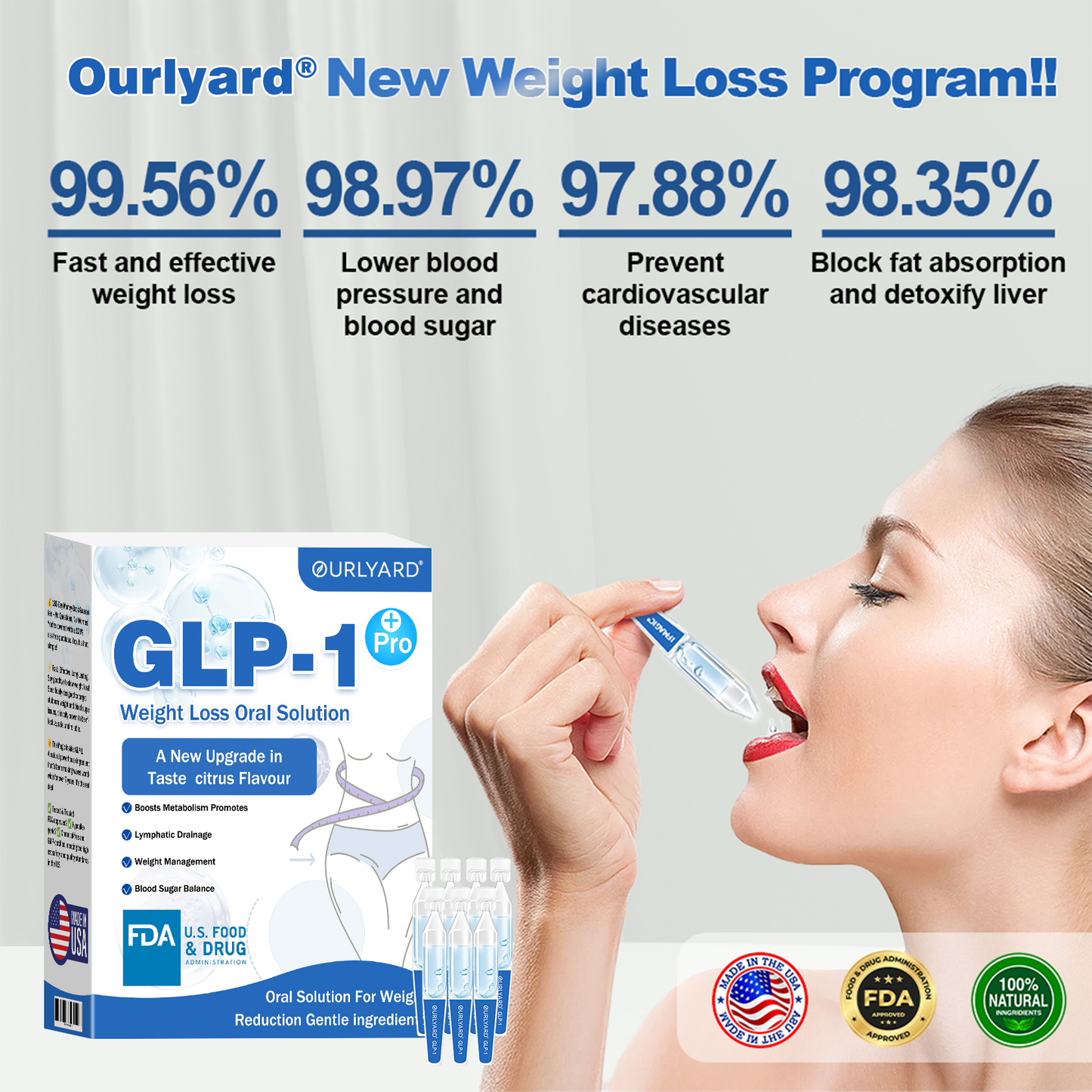 ☀️Ourlyard® GLP-1 Pro Weight Loss Oral Solution – Visible results in 7 days, no side effects, suitable for all age groups