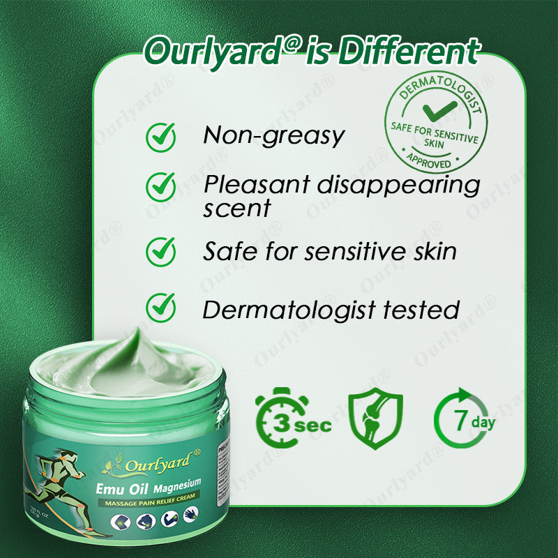 🔥🔥FDA Approved|Ourlyard® Advanced Magnesium & Emu Oil Massage Pain Relief Cream (🏅The Ultimate Solution for Muscle Aches, Arthritis, Joint Pain, Nerve Pain, Inflammation, and Stiffness)